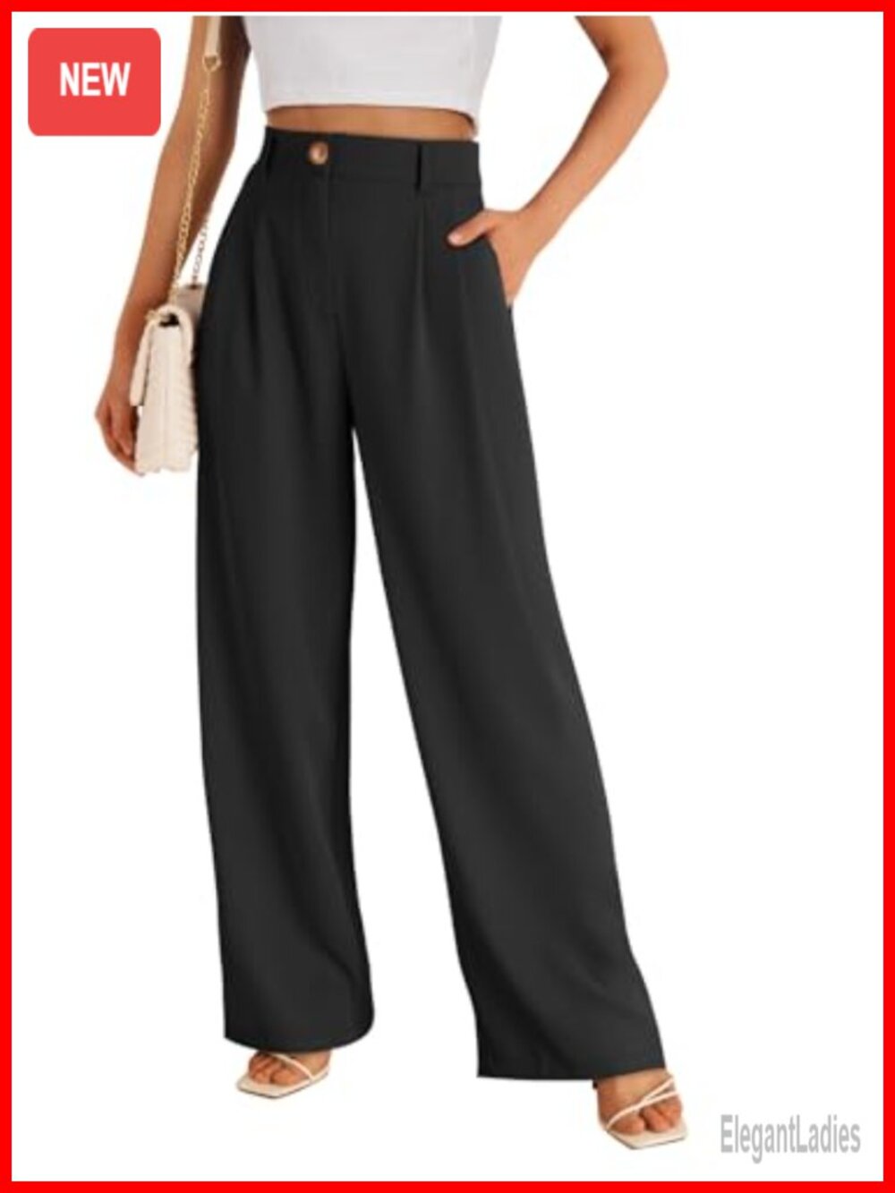 Wide Leg Dress Pants High Rise Pleated Flowy Work Business Casual